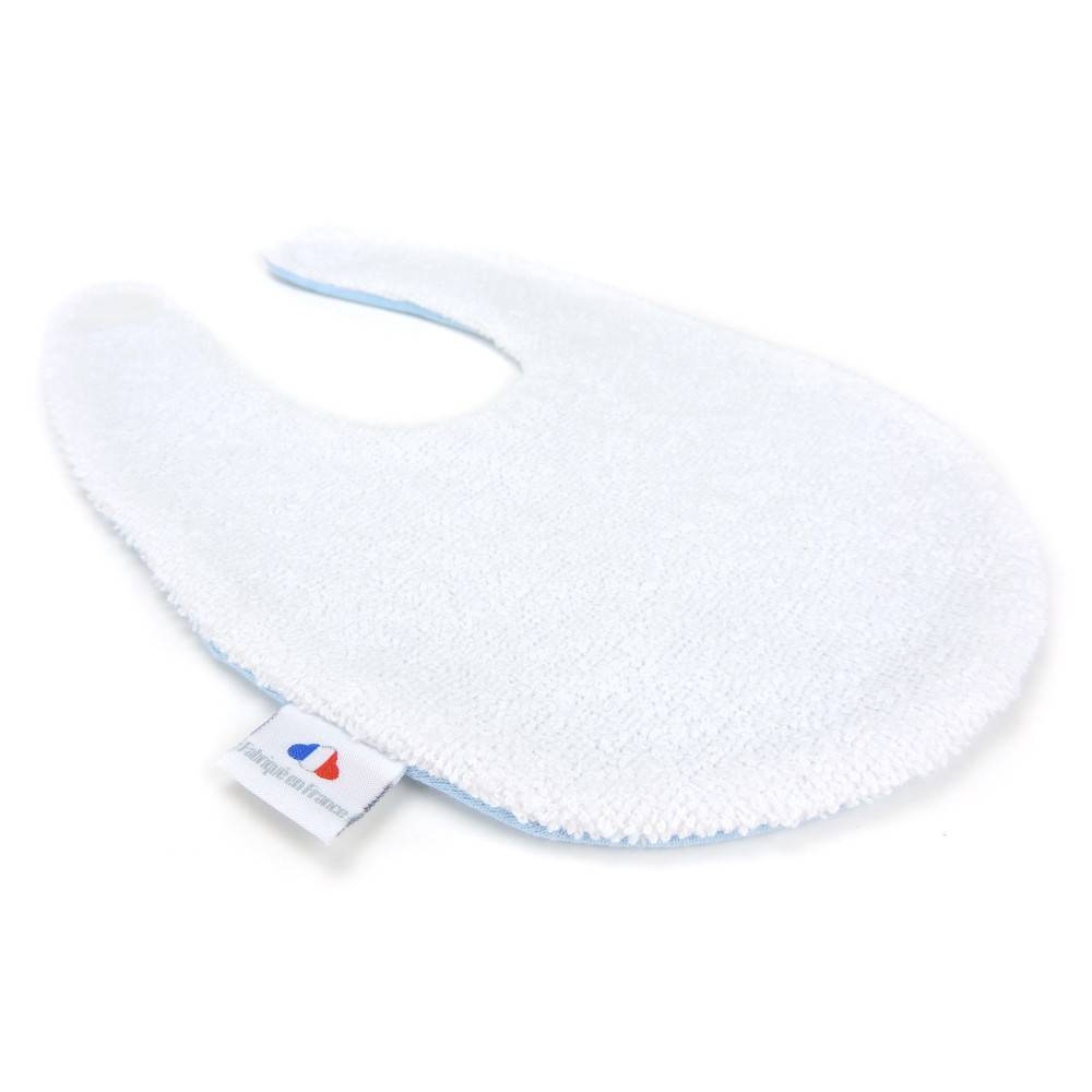 Pack De 2 Bavoirs Ronds Interbaby - Coton Piqué, Rubans De Fermeture, 20x25 Cm, Bleu Et Gris, Normes OEKO-TEX