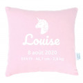 Coussin naissance déco Rose - Marquage tout doux